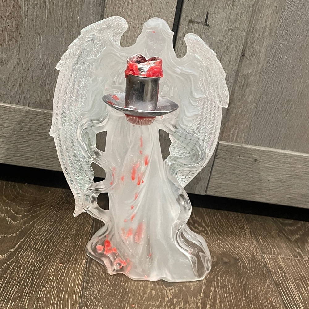 Clear Angel Figurine with Red Accents